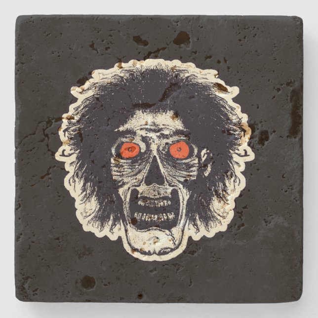 Zombie Black Orange Eyes Stone Coaster (Front)