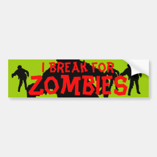 Zombie Black Silhouette Red n Green Bumper Sticker