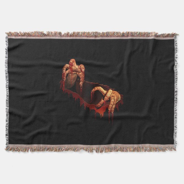 Zombie Blanket Gory Halloween Throw Blankets Decor (Front)
