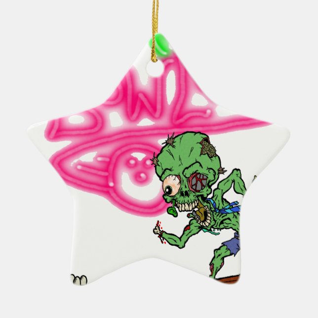 Zombie Bowling Ceramic Tree Decoration (Front)