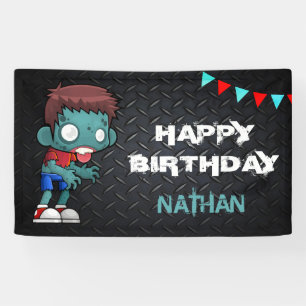 Zombie Boy Halloween Costume Birthday Party Banner