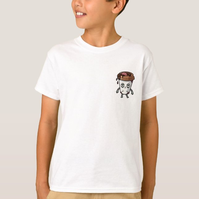 Zombie Brain Coffee Cup Kids T-Shirt (Front)