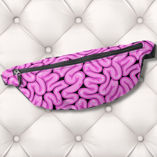 Zombie Brain Pattern Bum Bags (Cute Fun Hot Pink Zombie Brain Halloween Pattern Fanny Pack)