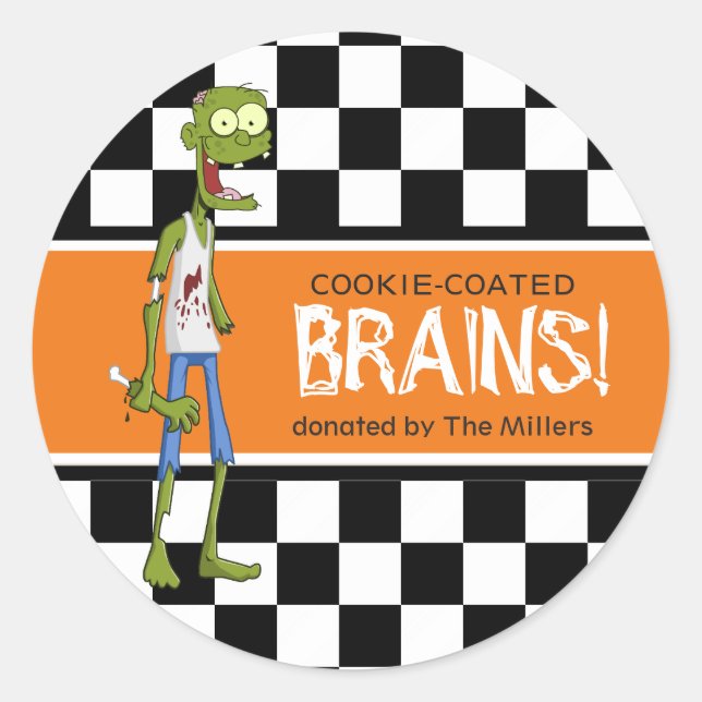 Zombie Brains ID213 Classic Round Sticker (Front)