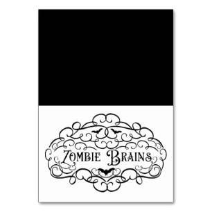 Zombie Brains Vintage Elegant Halloween Food Tent Table Number