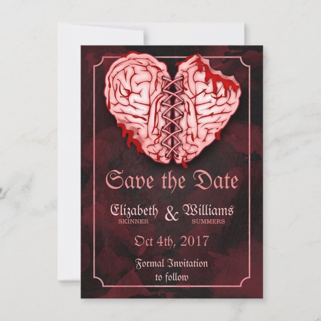 Zombie Brains Wedding Save the Date Card (Front)