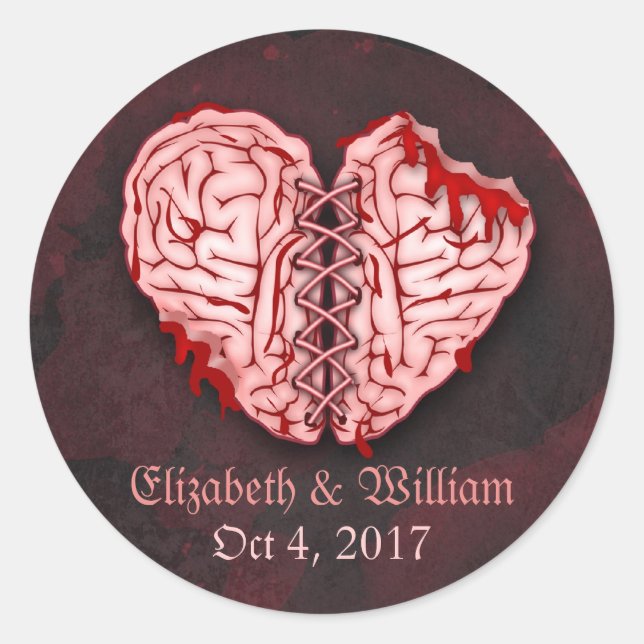 Zombie Brains Wedding Stickers (Front)