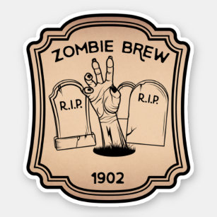 Zombie Brew Potion Vintage Label Sticker