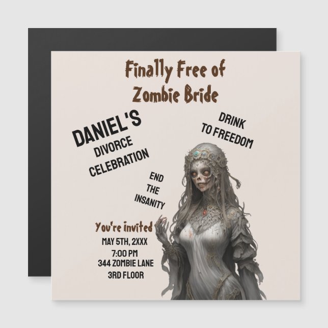Zombie Bride Divorce Party Invitation Freedom Fun  (Front/Back)