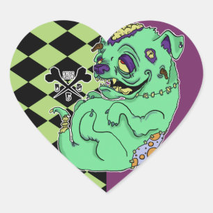 Zombie Bull Dog Heart Sticker