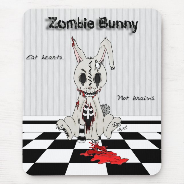 Zombie Bunny - with background Mouse Mat (Front)