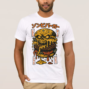 Zombie Burger Skull – Creepy Funny Horror Food Art T-Shirt