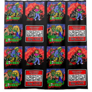Zombie Cartoon Pattern Shower Curtain