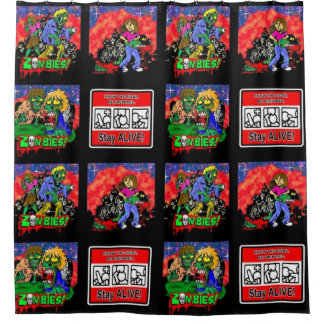 Zombie Cartoon Pattern Shower Curtain