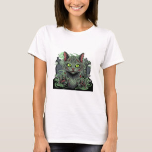 Zombie Cat Attack – Creepy Halloween Cat Woman T-Shirt