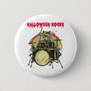 Zombie Cat Drummer 6 Cm Round Badge