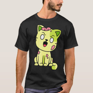 Zombie Cat Halloween Meow Cute Monster Graphic T-Shirt