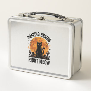 Zombie Cat Halloween Vintage Engraving Shirt Art_1 Metal Lunch Box