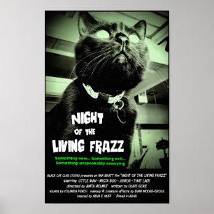 Zombie Cat Horror Movie Poster, Green, Custom size Poster