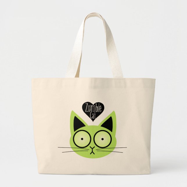 Zombie Cat Large Tote Bag (Front)