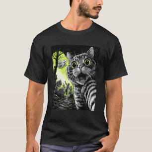 Zombie Cat Selfie Funny Scary Halloween Cemetery G T-Shirt