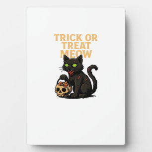 Zombie Cat – Trick or Treat Meow Halloween Design Plaque