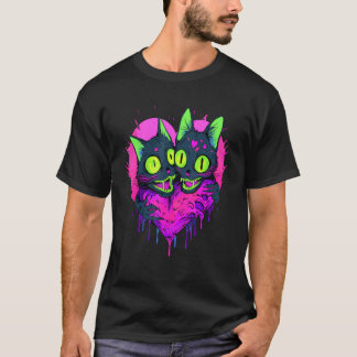 Zombie Cat Valentine Heart Halloween Matching Coup T-Shirt