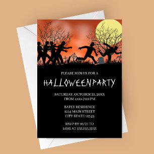 Zombie Chase Halloween Party Invitation