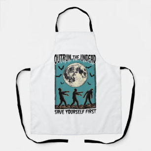 Zombie Chase Shirt Vintage Undead Escape Graphic_1 Apron