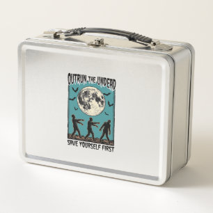 Zombie Chase Shirt Vintage Undead Escape Graphic_1 Metal Lunch Box