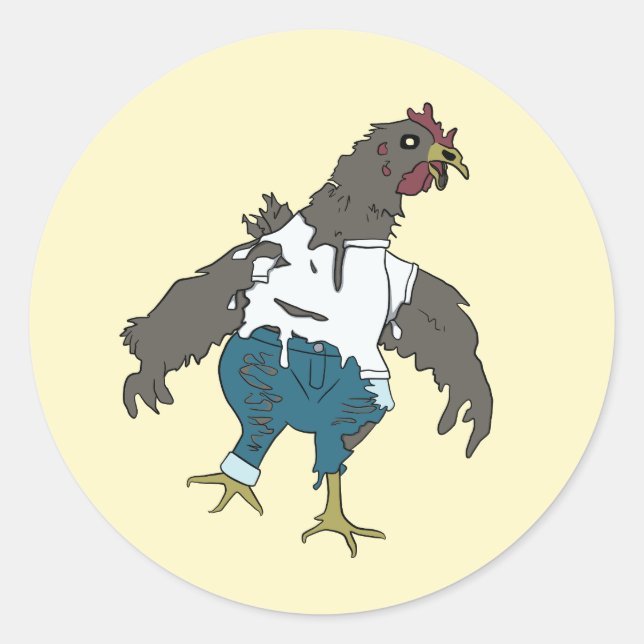 Zombie Chicken Classic Round Sticker (Front)