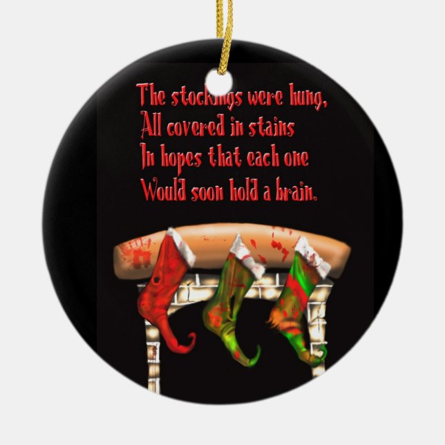 zombie christmas ceramic tree decoration (Front)