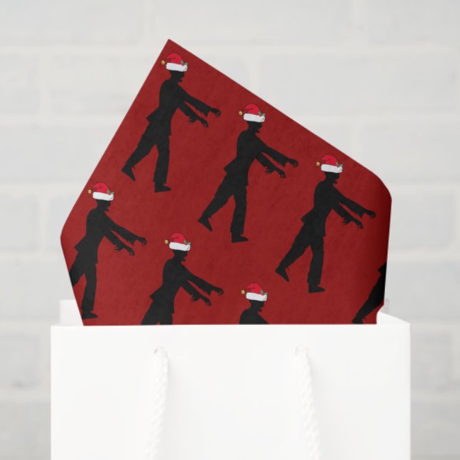 Zombie Christmas Funny Red Holiday Tissue Paper (Gift Bag)