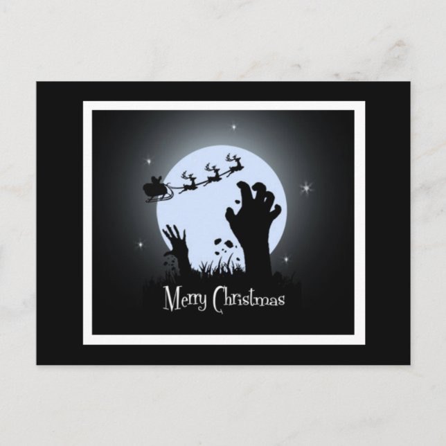Zombie Christmas Night Holiday Postcard (Front)