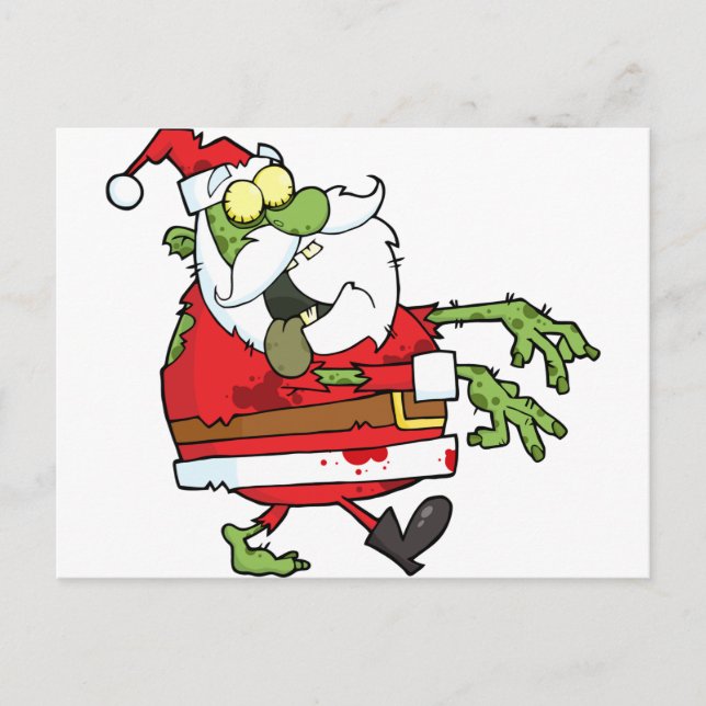 Zombie Christmas Santa funny Holiday Postcard (Front)