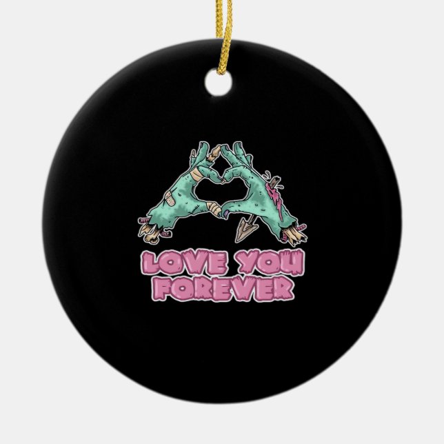 Zombie Classic - Skeleton Heart And Hands Ceramic Tree Decoration (Front)