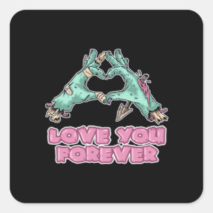 Zombie Classic - Skeleton Heart And Hands Square Sticker