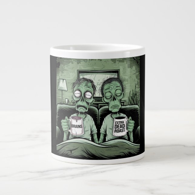 Zombie Coffee Break – Brains & Extra Dead Roast Large Coffee Mug (Front)