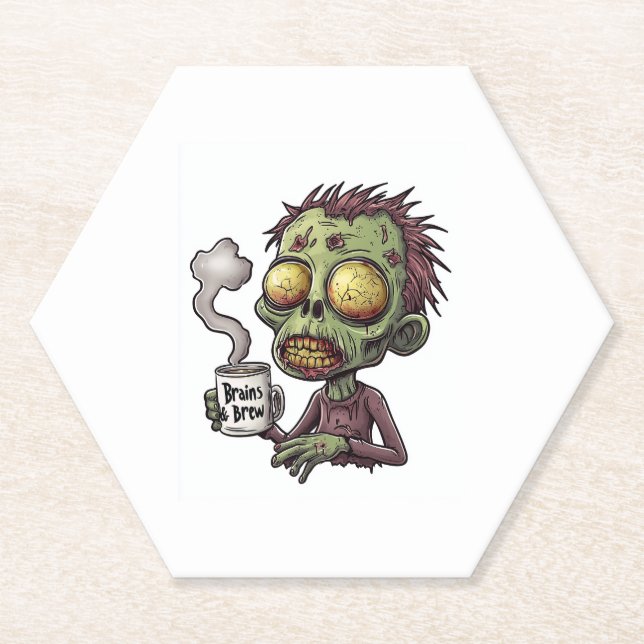  Zombie Coffee Time Paper Coaster (Front)
