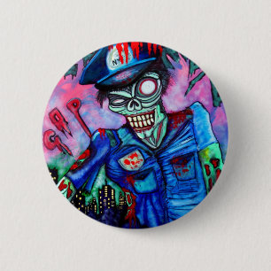 Zombie Cop 6 Cm Round Badge