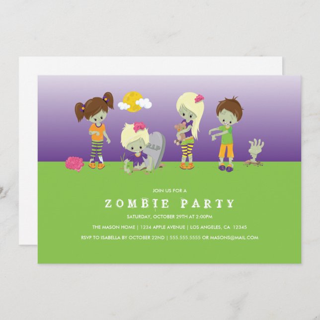Zombie Costume Party Invitation (Front/Back)