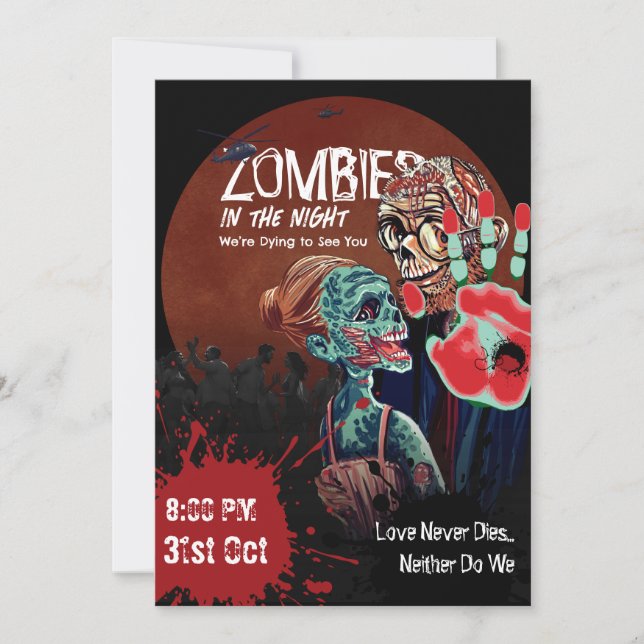 Zombie Couple Apocalypse Horror Halloween Invitati Invitation (Front)