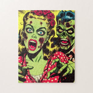 Zombie Couple Retro Comics Jigsaw Puzzle