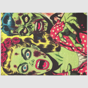 Zombie Couple Retro Comics Tissue Paper