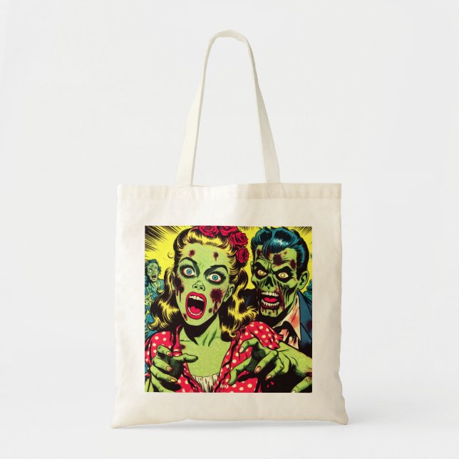 Zombie Couple Retro Comics Tote Bag (Front)