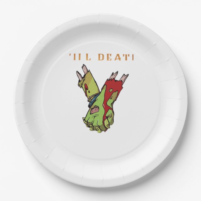 Zombie Couple Till Death Do Us Part Classic Paper Plate (Front)