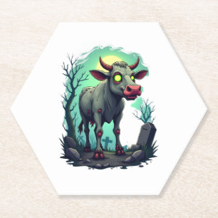 Zombie Cow Apocalypse Paper Coaster