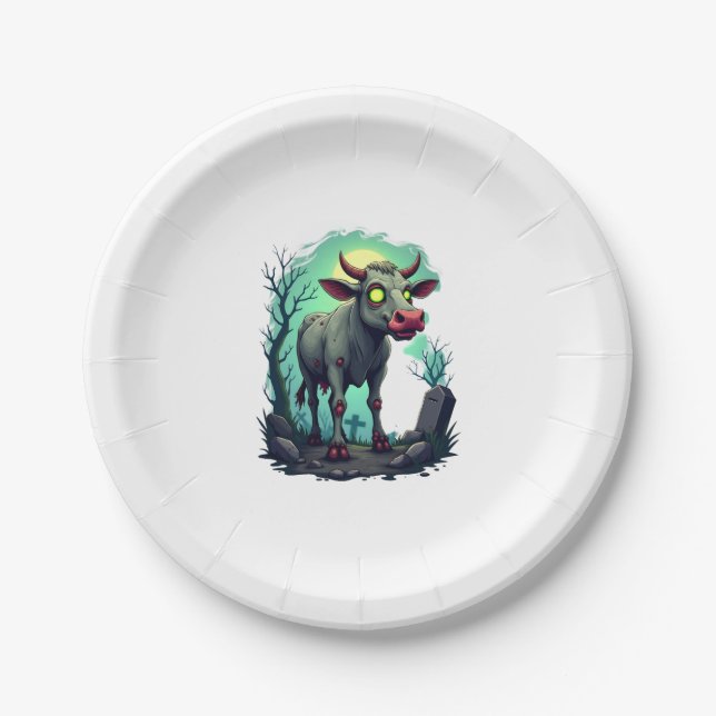 Zombie Cow Apocalypse Paper Plate (Front)
