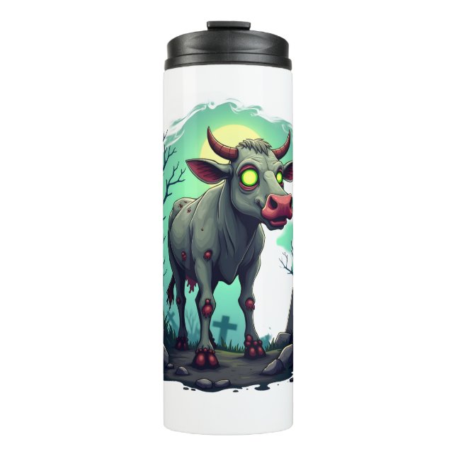 Zombie Cow Apocalypse Thermal Tumbler (Front)