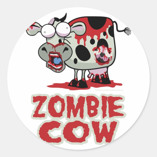 Zombie Cow Classic Round Sticker (Front)